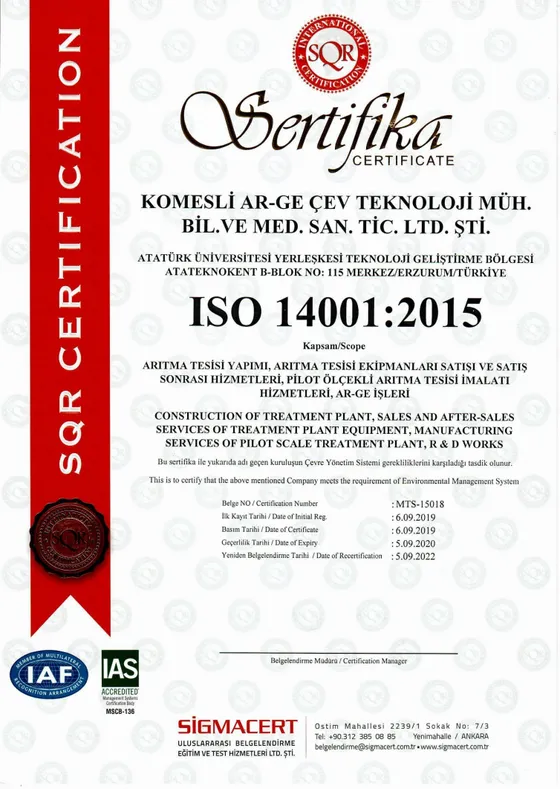 ISO 14001:2015 belgesi