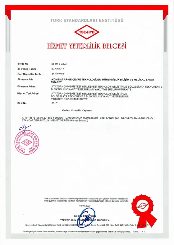TSE Hizmet Yeterlilik Belgesi